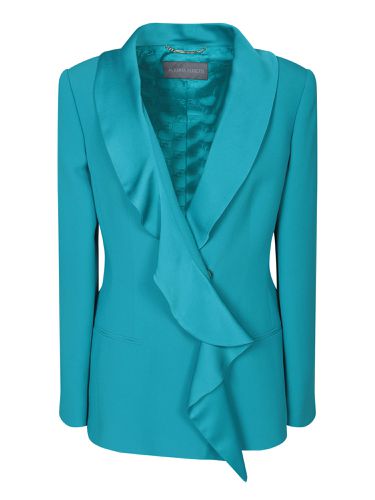 Rouche Enver Satin Turquoise Jacket - Alberta Ferretti - Modalova