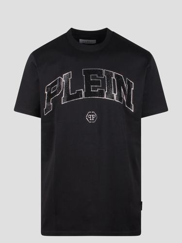 Round Neck Ss Bejeweled Logo T-shirt - Philipp Plein - Modalova