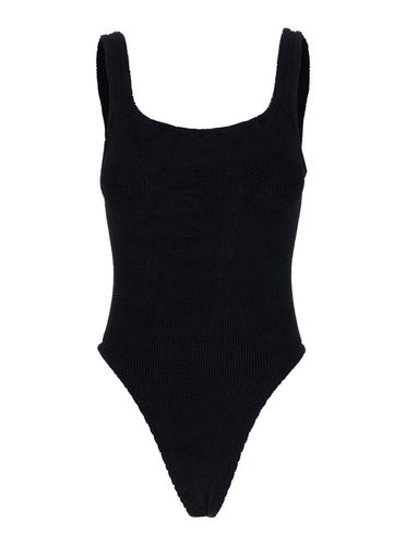 One-piece Swimsuit With Squared Neckline In Ribbed Stretch Polyamide Woman - Hunza G - Modalova