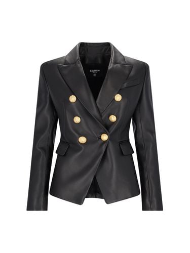 Balmain Six Buttons Leather Jacket - Balmain - Modalova