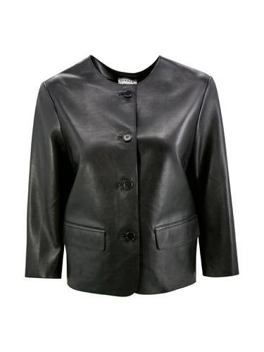 Cropped Button-up Leather Jacket - Parosh - Modalova