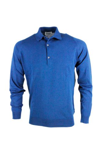 Long-sleeved Polo Shirt In Cotton Thread With 3-button Closure - John Smedley - Modalova