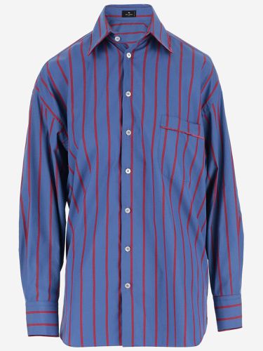 Etro Striped Cotton Shirt With Logo - Etro - Modalova