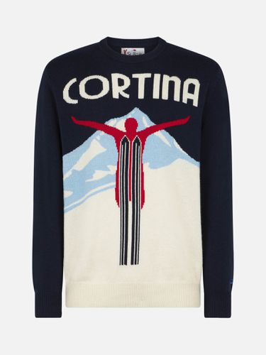 Man Crewneck Sweater With Cortina Postcard Jacquard Print - MC2 Saint Barth - Modalova
