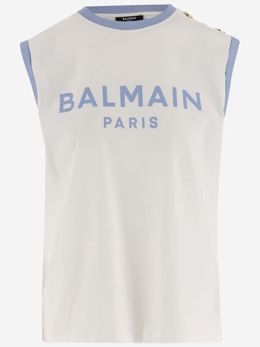 Balmain Cotton Tank Top With Logo - Balmain - Modalova