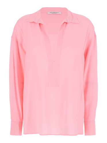 Shirt With Open Collar And V Neck In Stretch Viscose Woman - Philosophy di Lorenzo Serafini - Modalova