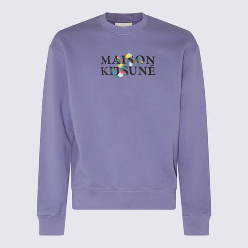 Purple Slate Cotton Flower Lettering Sweatshirt - Maison Kitsuné - Modalova