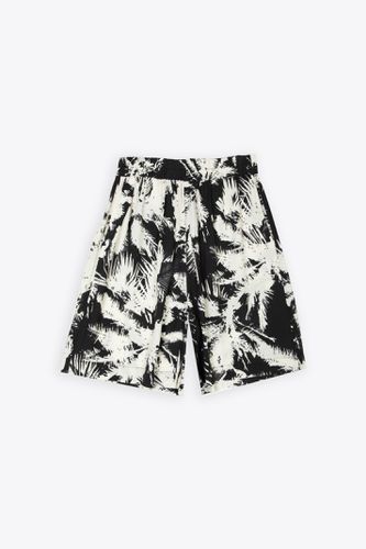 Palm Short Man Off white and black palm printed viscose shorts - Palm Short - Laneus - Modalova