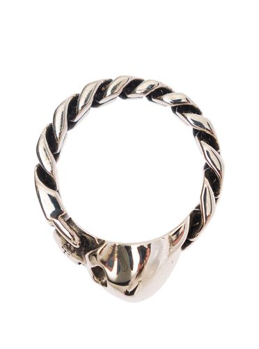 Skull Silver-colored Chain Ring With Skull Detail Man - Alexander McQueen - Modalova
