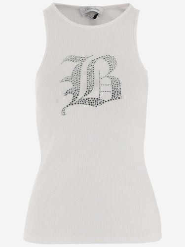 Stretch Cotton Tank Top With Logo - Blumarine - Modalova