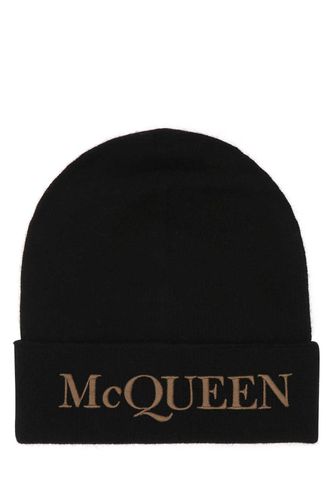 Black Cashmere Beanie Hat - Alexander McQueen - Modalova