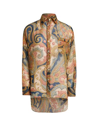 Etro Navy Blue Printed Silk Shirt - Etro - Modalova