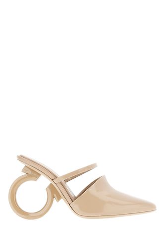 Powder Pink Leather Elina Mules - Ferragamo - Modalova