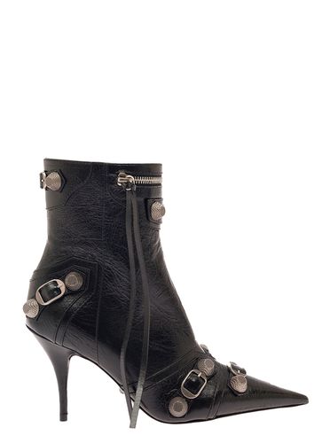 Cagole Pointed Bootie With Studs And Buckles In Leather Woman - Balenciaga - Modalova