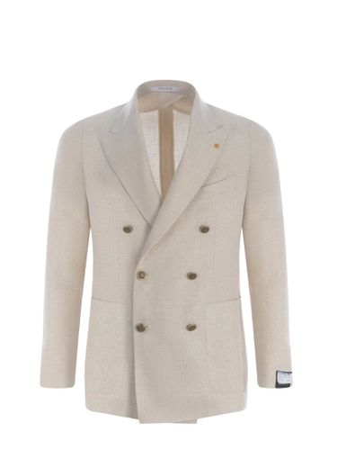 Double-breasted Jacket Made Of Virgin Wool And Linen Blend - Tagliatore - Modalova