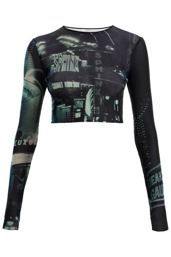 Pigalle Printed Tulle Crop Top With - Jean Paul Gaultier - Modalova