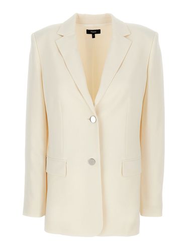 Ivory Single-breasted Blazer With Classic Lapels In Technical Fabric Woman - Theory - Modalova