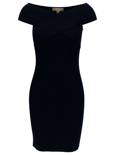 Mini Blue Sheath Dress With Criss-cross Neckline In Viscose Blend Woman - Michael Kors - Modalova