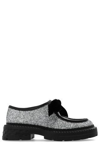 Marlow Glittered Velvet Bow Loafers - Jimmy Choo - Modalova