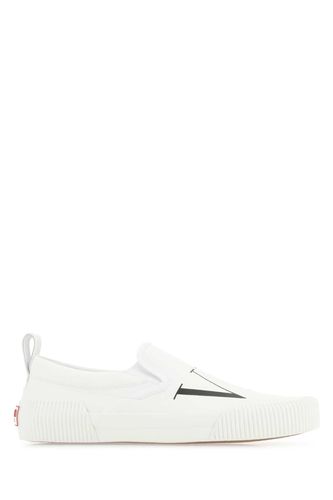 White Canvas Vlogo Slip Ons - Valentino Garavani - Modalova