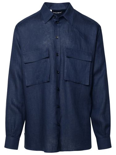 Dolce & Gabbana Blue Linen Shirt - Dolce & Gabbana - Modalova