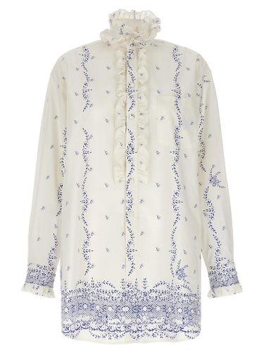 Floral-printed Ruffled Shirt Dress - Philosophy di Lorenzo Serafini - Modalova