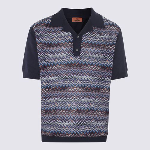 Navy And Multicolor Cotton Polo Shirt - Missoni - Modalova