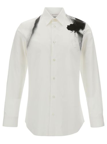 White Shirt With Contrasting Print In Cotton Man - Alexander McQueen - Modalova