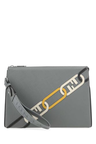 Fendi Grey Fabric Clutch - Fendi - Modalova