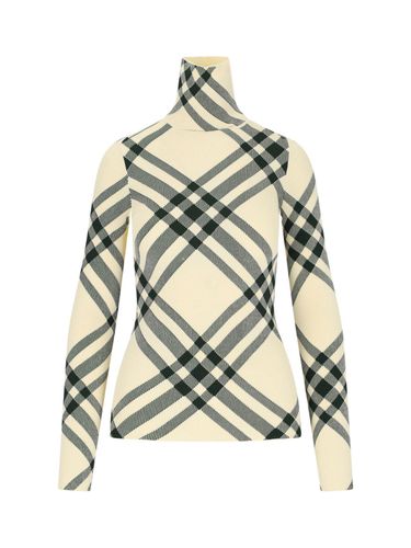 Check-pattern High-neck Knitted Jumper - Burberry - Modalova