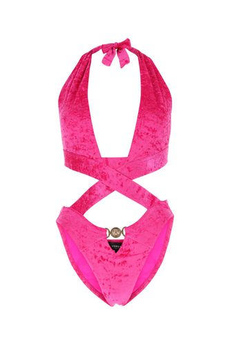 Fuchsia Stretch Velvet Trikini - Versace - Modalova