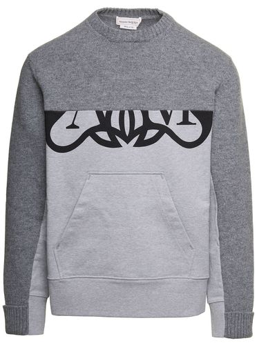 Crewneck Sweatshirt With Logo Print At The Front In Wool Man - Alexander McQueen - Modalova