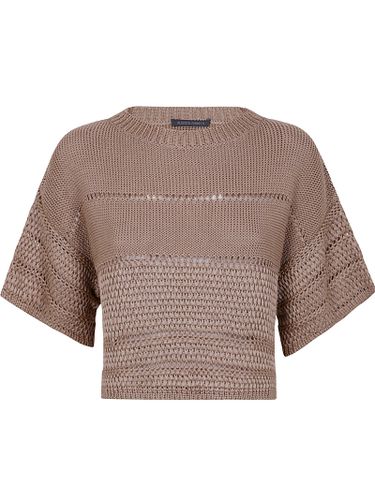 Polished Viscose Ribbon Sweater Round Neck Short Sleeves - Alberta Ferretti - Modalova