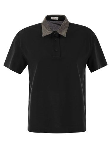 Cotton Polo Shirt With Jewelled Collar - Brunello Cucinelli - Modalova