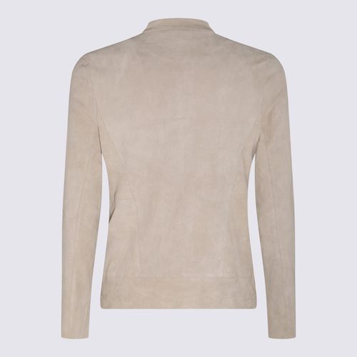 Chalk White Leather Jacket - Giorgio Brato - Modalova