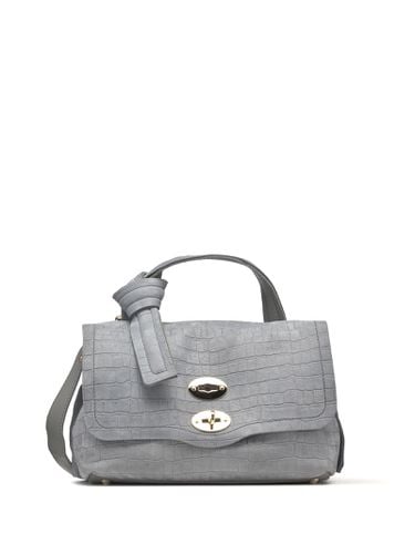 Jones Caiman Postina Bag Grey In Leather With Shoulder Strap - Zanellato - Modalova