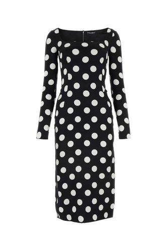 Polka-dot Printed Charmeuse Sheath Dress - Dolce & Gabbana - Modalova