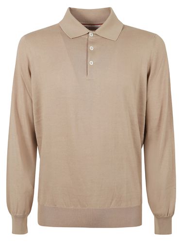 Rib Trim Long-sleeved Polo Shirt - Brunello Cucinelli - Modalova