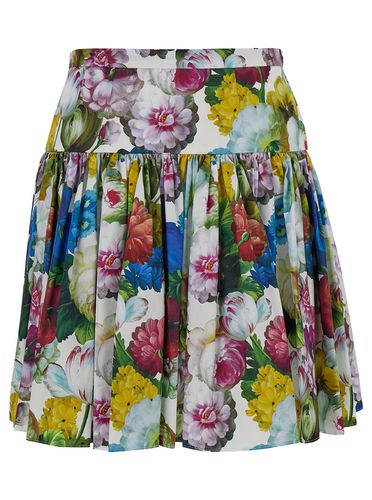 Mini Skirt With All-over Floreal Print In Cotton Woman - Dolce & Gabbana - Modalova