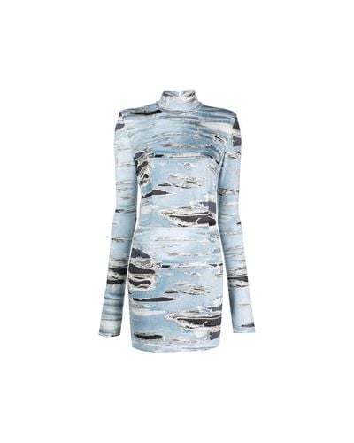Short Dress With Iconic Runway -effect Pattern. High Collar And Long Sleeves - John Richmond - Modalova
