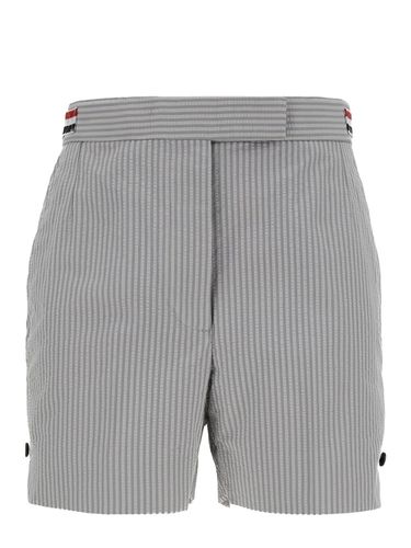 Stripe Bermuda Shorts With 4bar Rwb Detail In Cotton Woman - Thom Browne - Modalova