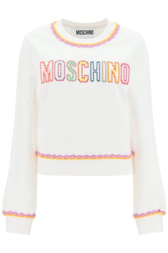 Logo Detail Cotton Sweatshirt - Moschino - Modalova