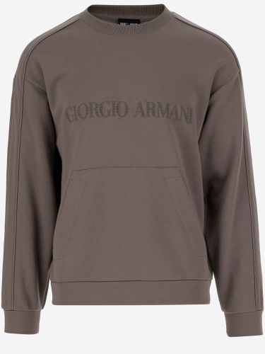 Cotton And Cashmere Sweatshirt With Logo - Giorgio Armani - Modalova