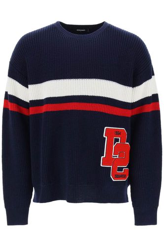 Wool Sweater With Varsity Patch - Dsquared2 - Modalova