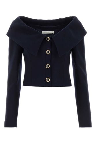 Navy Blue Wool Blazer - Alessandra Rich - Modalova