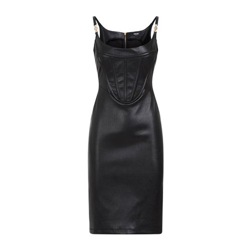 Zip-up Sleeveless Leather Dress - Versace - Modalova