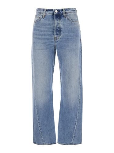 Light Blue High Waisted Jeans With Twisted Seam And Logo Patch On The Rear In Denim Woman - Totême - Modalova