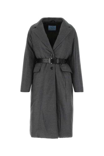 Grey Cashmere Blend Padded Coat - Prada - Modalova