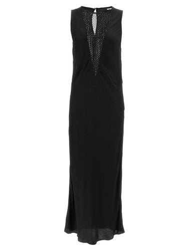 Midi Dress With Plunging V Neck With Mesh Insert - Rotate by Birger Christensen - Modalova