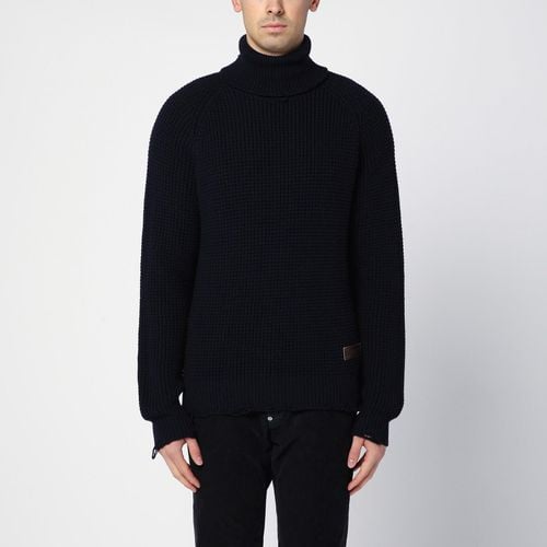 Navy Blue Turtleneck Sweater In Wool - Dsquared2 - Modalova